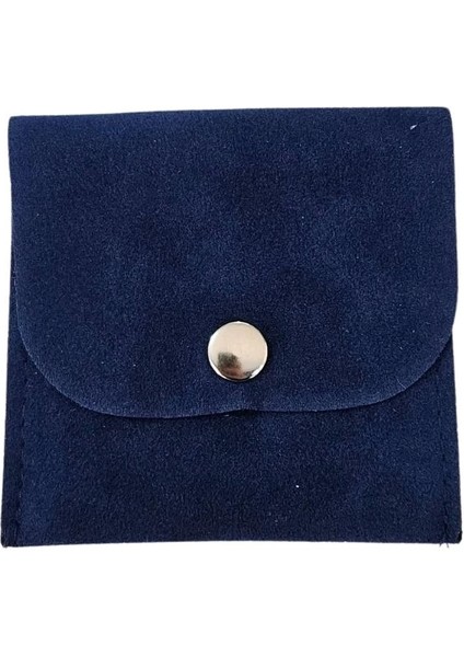 Kadife (Süet) Zarf Kese Lacivert 10 Adet 7x7 cm Boy Takı, Altın Kesesi (Çıtçıtlı)