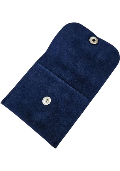 Kadife (Süet) Zarf Kese Lacivert 10 Adet 7x7 cm Boy Takı, Altın Kesesi (Çıtçıtlı)