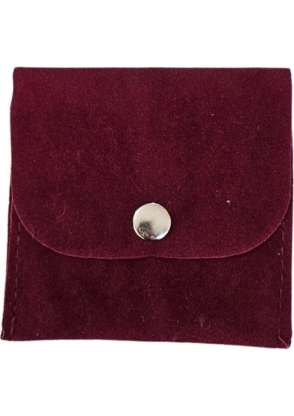 Kadife (Süet) Zarf Kese Bordo 10 Adet 7x7 cm Boy Takı, Altın Kesesi (Çıtçıtlı)