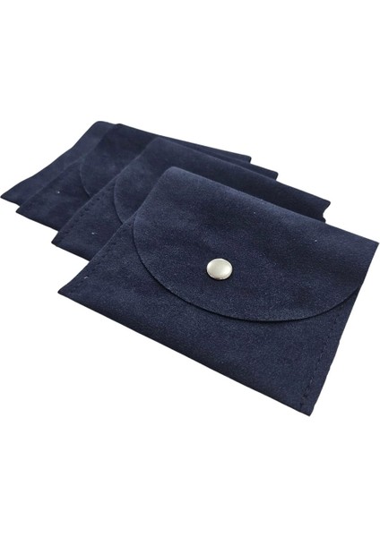 Kadife (Süet) Zarf Kese Lacivert 25 Adet 8X10 Boy Takı, Altın Kesesi (Çıtçıtlı)