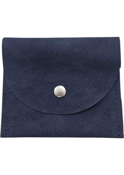 Kadife (Süet) Zarf Kese Lacivert 25 Adet 8X10 Boy Takı, Altın Kesesi (Çıtçıtlı)