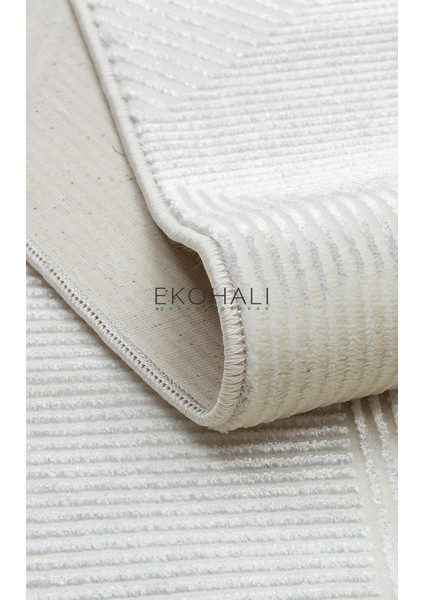 Sateen Lüks Koleksiyonu Kolay Kullanımlı Sık Dokuma Modern Halı STLUX01 Krem