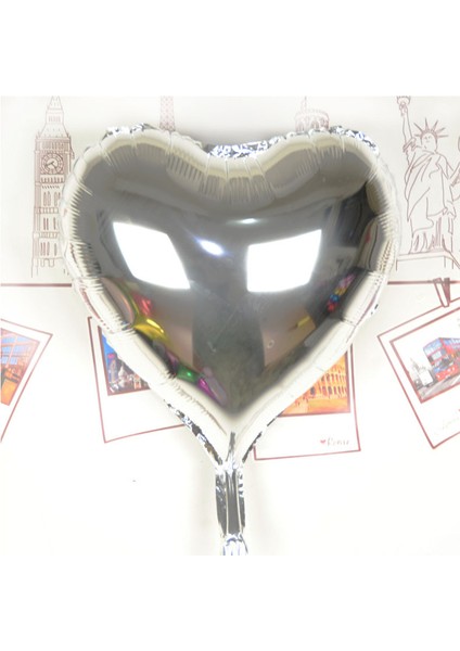 Kalp Uçan Balon Folyo Gümüş 80 cm 32 Inç (4767) - NEF3310-3846