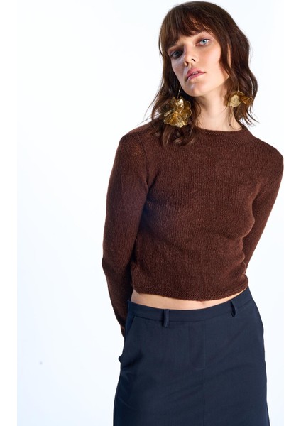 Kahverengi Triko Crop Kazak fiyatları