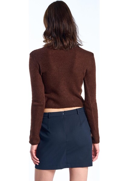 Kahverengi Triko Crop Kazak indirimleri