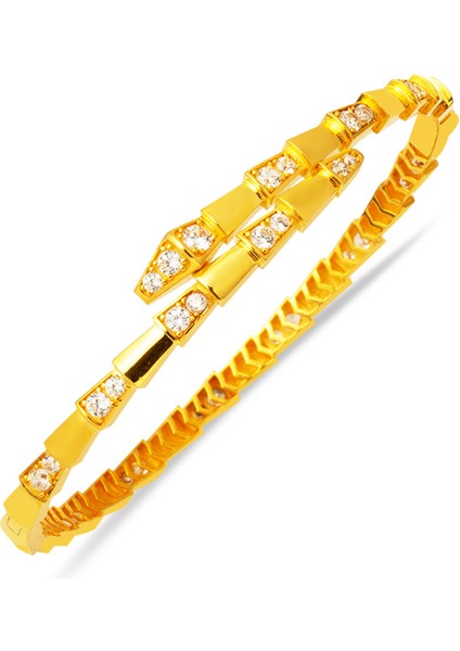 Yılan Model 22 Ayar Kelepçe Altın Bilezik