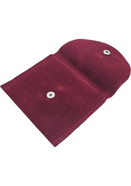 Kadife (Süet) Zarf Kese Bordo 25 Adet 8X10 Boy Takı, Altın Kesesi (Çıtçıtlı)
