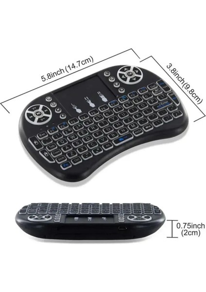 Bluetooht Uyumlu Kablosuz Klavye Mouse Tv Klavye Işıklı Kablosuz Mini Klavye Dokunmatik Mouse