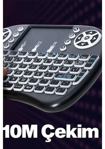Bluetooht Uyumlu Kablosuz Klavye Mouse Tv Klavye Işıklı Kablosuz Mini Klavye Dokunmatik Mouse
