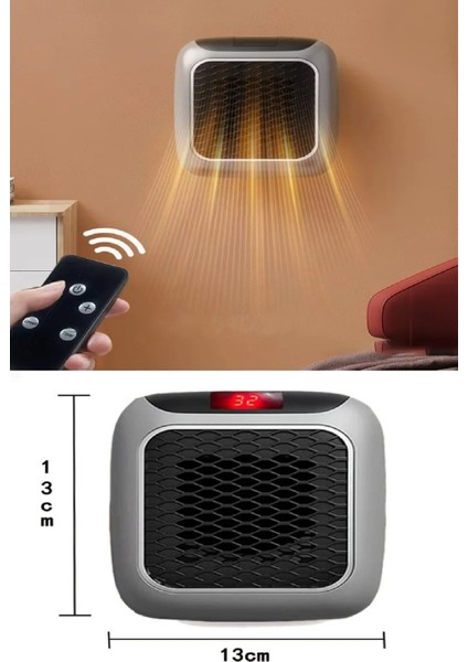 Taşınabilir Uzaktan Kumandalı Fanlı Isıtıcı Priz Tipi Zamanlayıcı Otomatik Kapanma Priz Isıtıcı 800W fırsatları