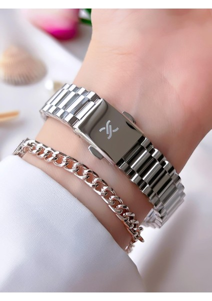 Çelik Kordon 30 mt Suya Dayanıklı Kadın Kol Saati+Bileklik BFG.13496.X9 modelleri