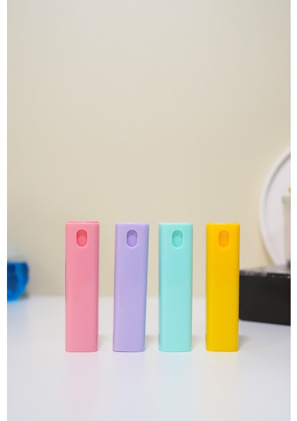 4 Adet Taşınabilir Renkli Parfüm Kolanya Şişesi Plastik Cep Sprey Kutu