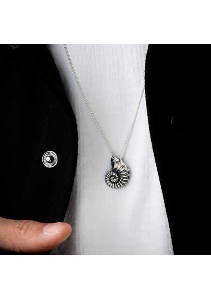Gümüş Ammonit Kolye 925 Ayar Gümüş Unisex Ammonit Figürlü Kolye Salyangoz Model Kolye Deniz Kabuğu indirimleri