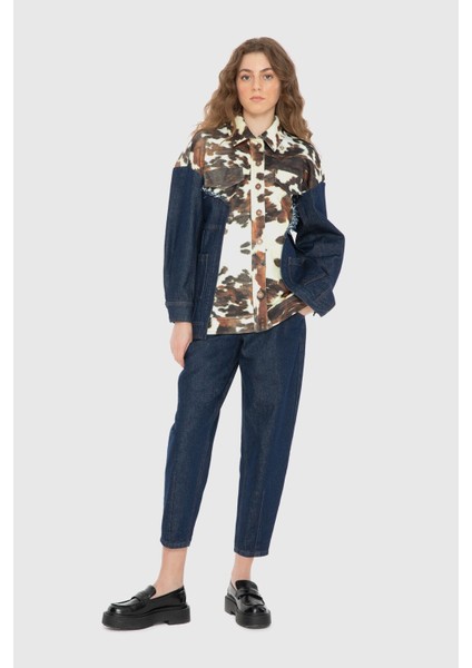 Animal Print Garnili Jean Ceket