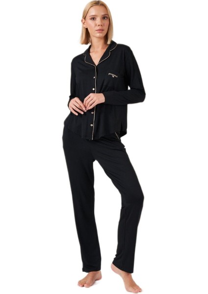 Kadın Siyah Pijama Takımı 26035 modelleri