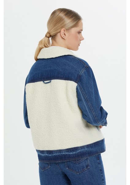 Peluş Detaylı Denim Lacivert Ceket fırsatları