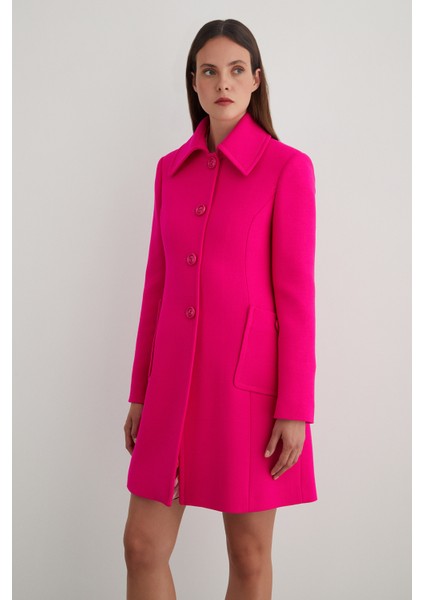 Arka Beden Yırtmaçlı Gömlek Yaka Pembe Kaban modelleri