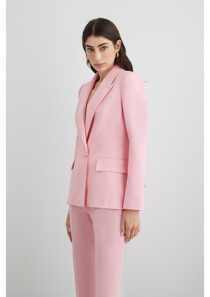 Pembe Inci ve Gold Detay Düğmeli Pembe Ceket fiyatları