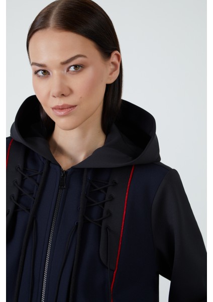Kuşgözü Detaylı Fermuarlı Lacivert Sweatshırt modelleri