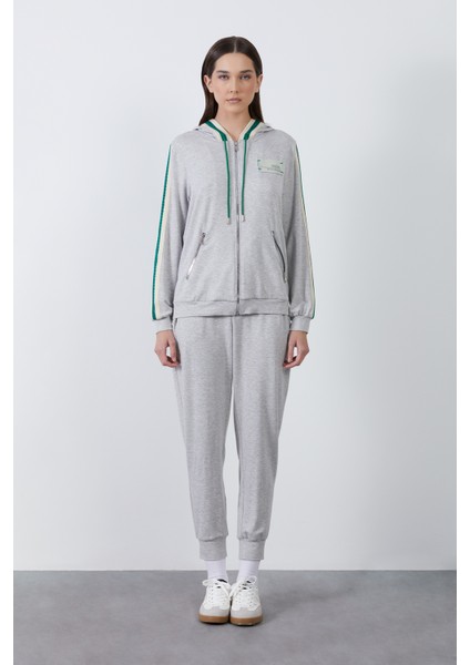 Şerit Detaylı Kapüşonlu Gri Hırka fiyatları