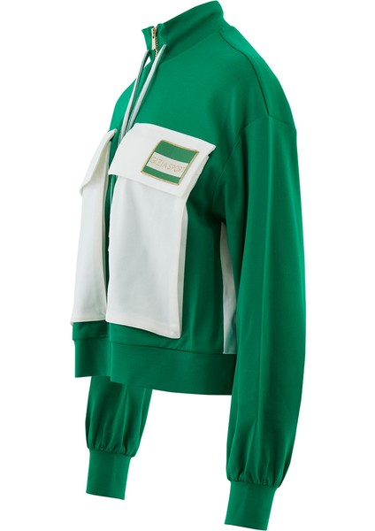 Etiket Detaylı Bağcıklı Geniş Cep Yeşil Eşofman Üstü fiyatları