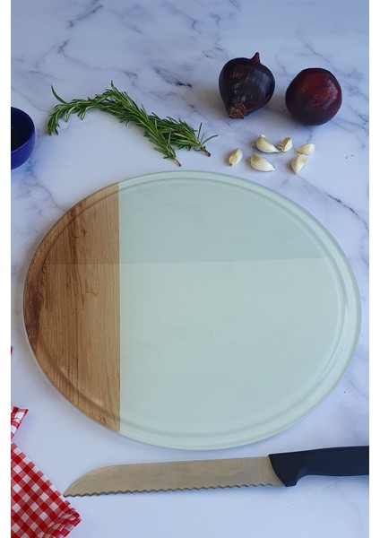 TeknoTrust Cam Kesme Tahtası, Ahşap Desenli, 32x32cm, Dayanıklı ve şık tasarım fiyatları