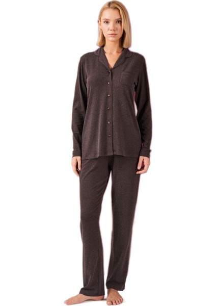 Kadın Kahverengi Pijama Takımı 26032