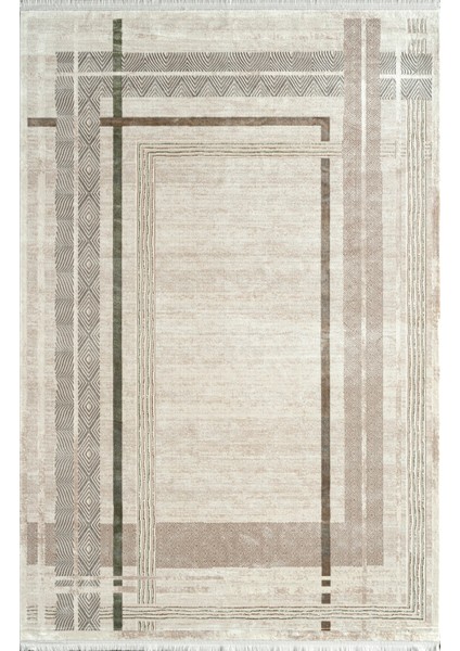 Voyage KJ06B Krem Vizon Viskon Akrilik Yumuşak Dokulu Modern Halı