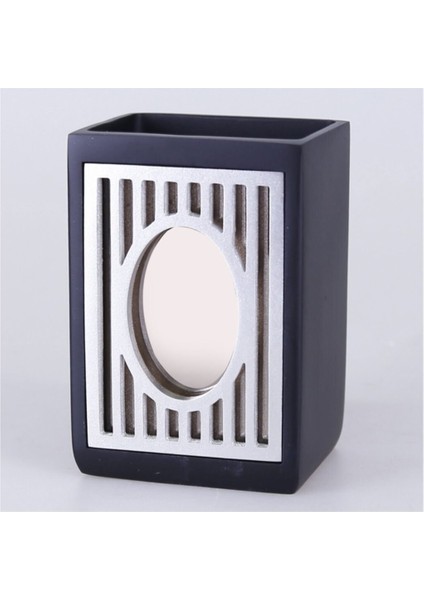 5 Parça Polyester Aynalı Banyo Takımı Seti Glamour Siyah - Gümüş indirimleri