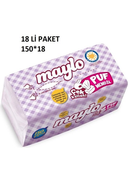 Puf Mendil 150 Yaprak x 18 Paket (2700 Yaprak)