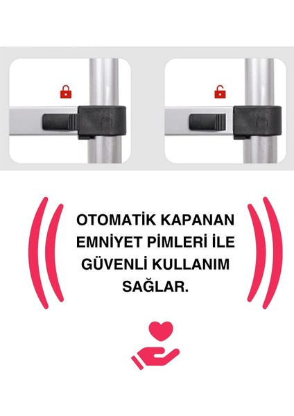 190+190 cm. - 6+6 Basamaklı A Tipi Teleskobik / Teleskopik Alüminyum Merdiven fırsatları