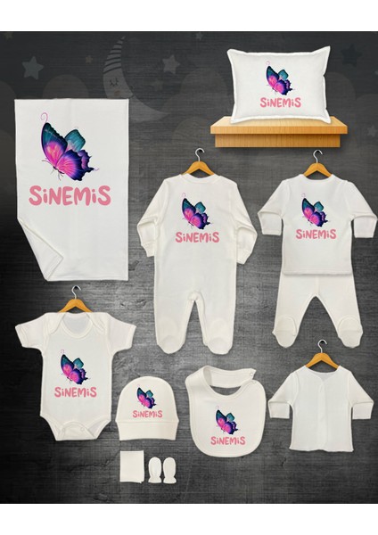 11 Lİ İSİMLİ HASTANE ÇIKIŞ SETİ ORGANİK PAMUK