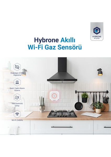 Akıllı Wi-Fi Gaz Sensörü, Doğalgaz Algılama, Sesli Işıklı Alarm Uyarısı, Uygulama ile Anında Bildirim