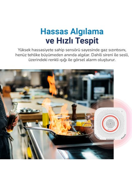 Akıllı Wi-Fi Gaz Sensörü, Doğalgaz Algılama, Sesli Işıklı Alarm Uyarısı, Uygulama ile Anında Bildirim