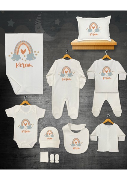 11 Lİ İSİMLİ HASTANE ÇIKIŞ SETİ ORGANİK PAMUK