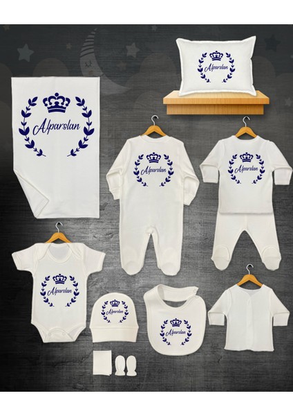11 Lİ İSİMLİ HASTANE ÇIKIŞ SETİ ORGANİK PAMUK