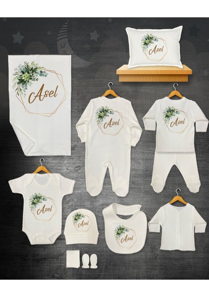 11 Lİ İSİMLİ HASTANE ÇIKIŞ SETİ ORGANİK PAMUK