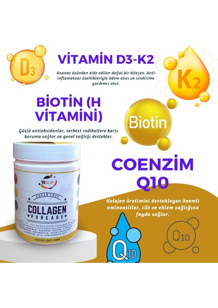 Pureage Collagen Glisin L-Prolin Bromelain Elastin Seramid 300 gr