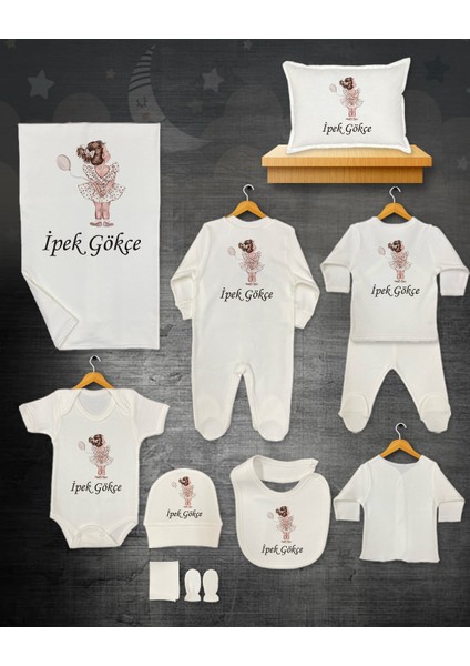 11 Lİ İSİMLİ HASTANE ÇIKIŞ SETİ ORGANİK PAMUK