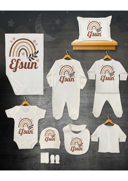 11 Lİ İSİMLİ HASTANE ÇIKIŞ SETİ ORGANİK PAMUK