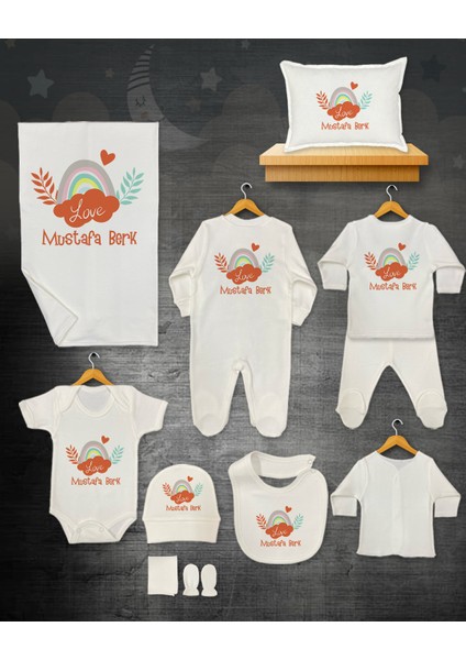 11 Lİ İSİMLİ HASTANE ÇIKIŞ SETİ ORGANİK PAMUK