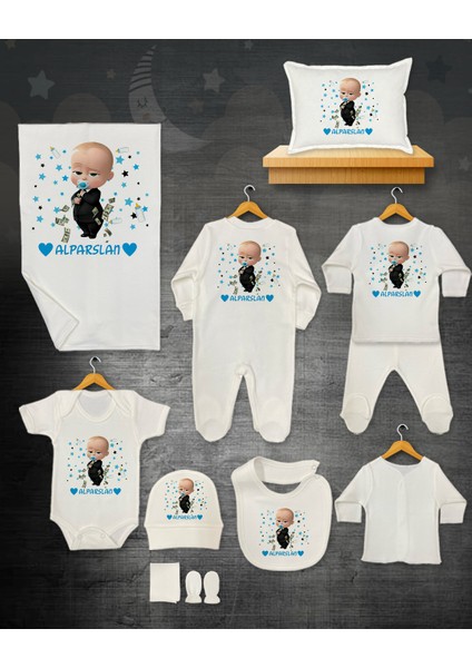 11 Lİ İSİMLİ HASTANE ÇIKIŞ SETİ ORGANİK PAMUK