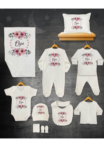 11 Lİ İSİMLİ HASTANE ÇIKIŞ SETİ ORGANİK PAMUK