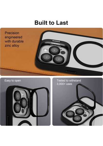 Apple iPhone 16 Pro Max Kılıf Kamera Korumalı Magsafe Metal Standlı Kapak + Kamera Lens Koruyucu