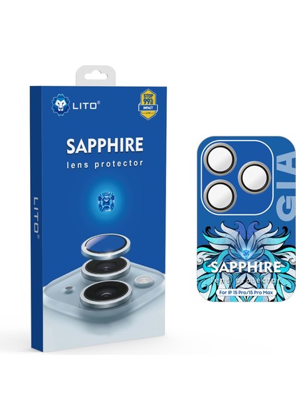 Apple iPhone 15 Pro/15 Pro Max Sapphire Kamera Lens Koruyucu Natural Titanium