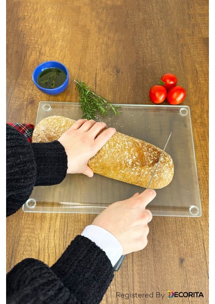 TeknoTrust Kanallı Cam Kesme Tahtası, 25x35 cm, dayanıklı, şık ve kullanışlı mutfak gereci indirimleri