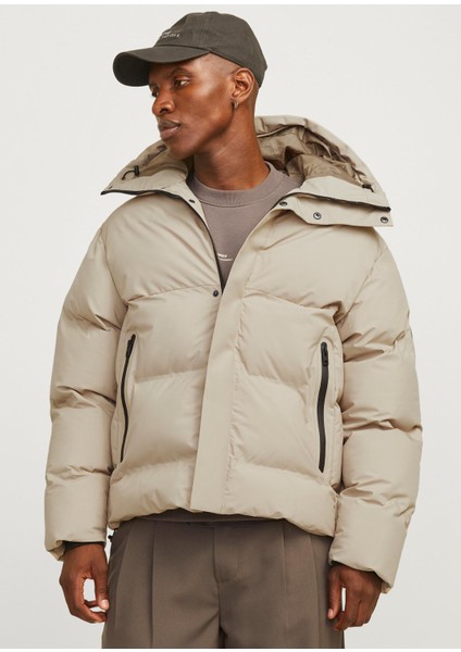 Alpha Puffer Sn Erkek Mont Uzun Kollu Bej Renk Modern Kesim