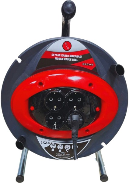 Azm 3x2.5 40 Metre 4 Prizli Taşınabilir Seyyar Makaralı Kablo