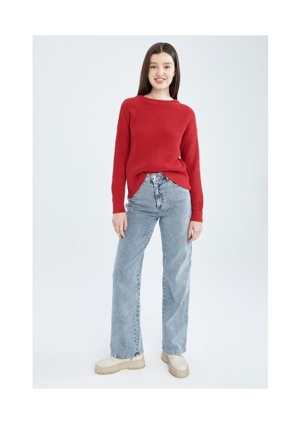 Regular Fit Basic Uzun Kollu Selanik Örgü Kazak H6905AZ22AU