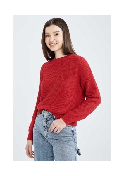 Regular Fit Basic Uzun Kollu Selanik Örgü Kazak H6905AZ22AU